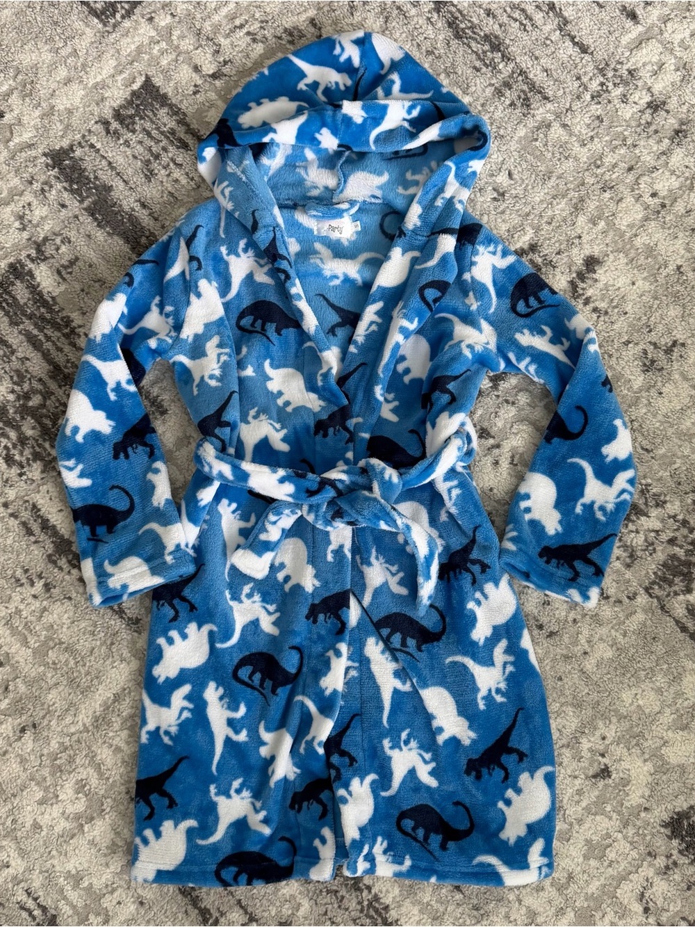Kids Blue Dinosaur Hooded Fleece Robe